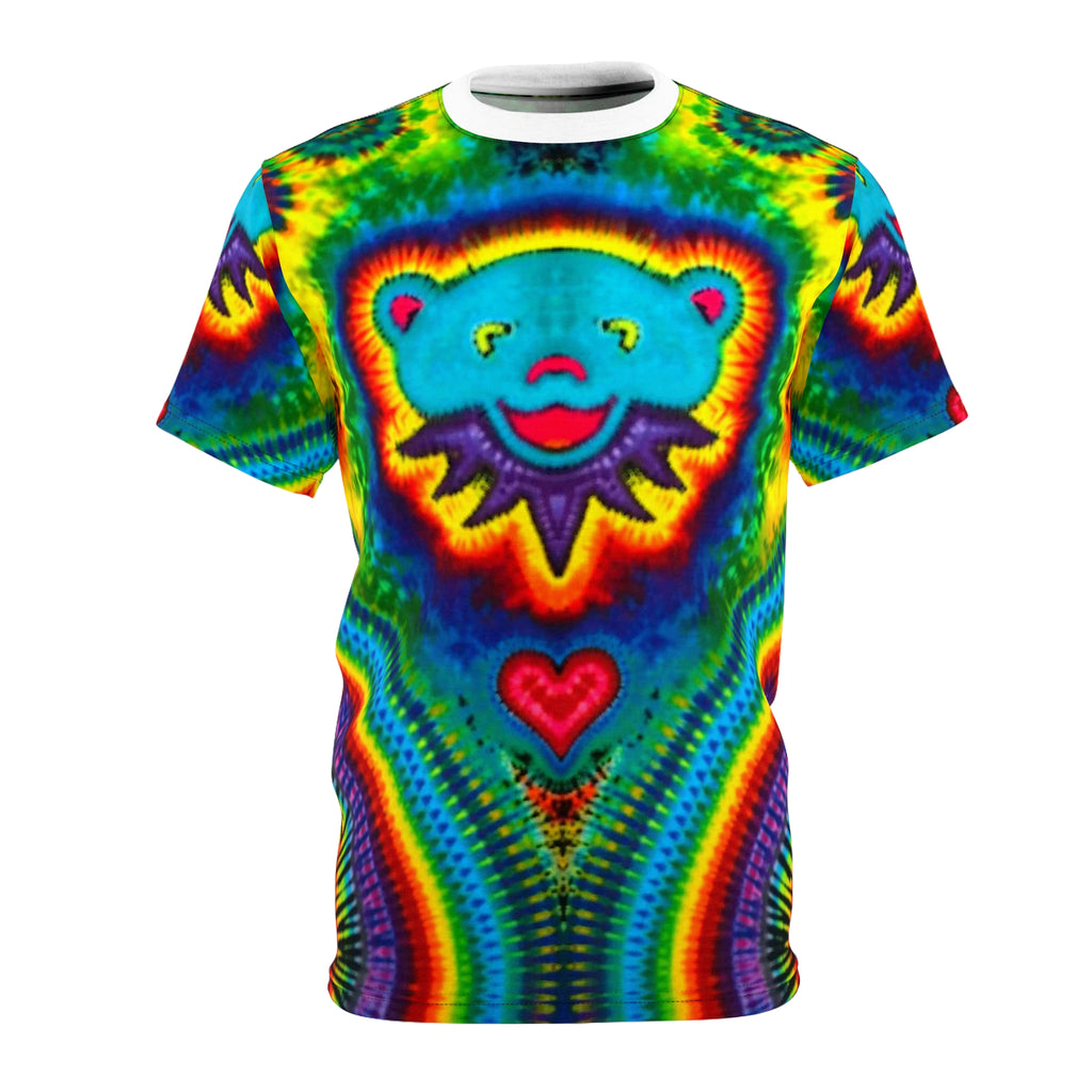 Teal Bear Rainbow Fans Tie-Dye AOP Shirt | JamminOn