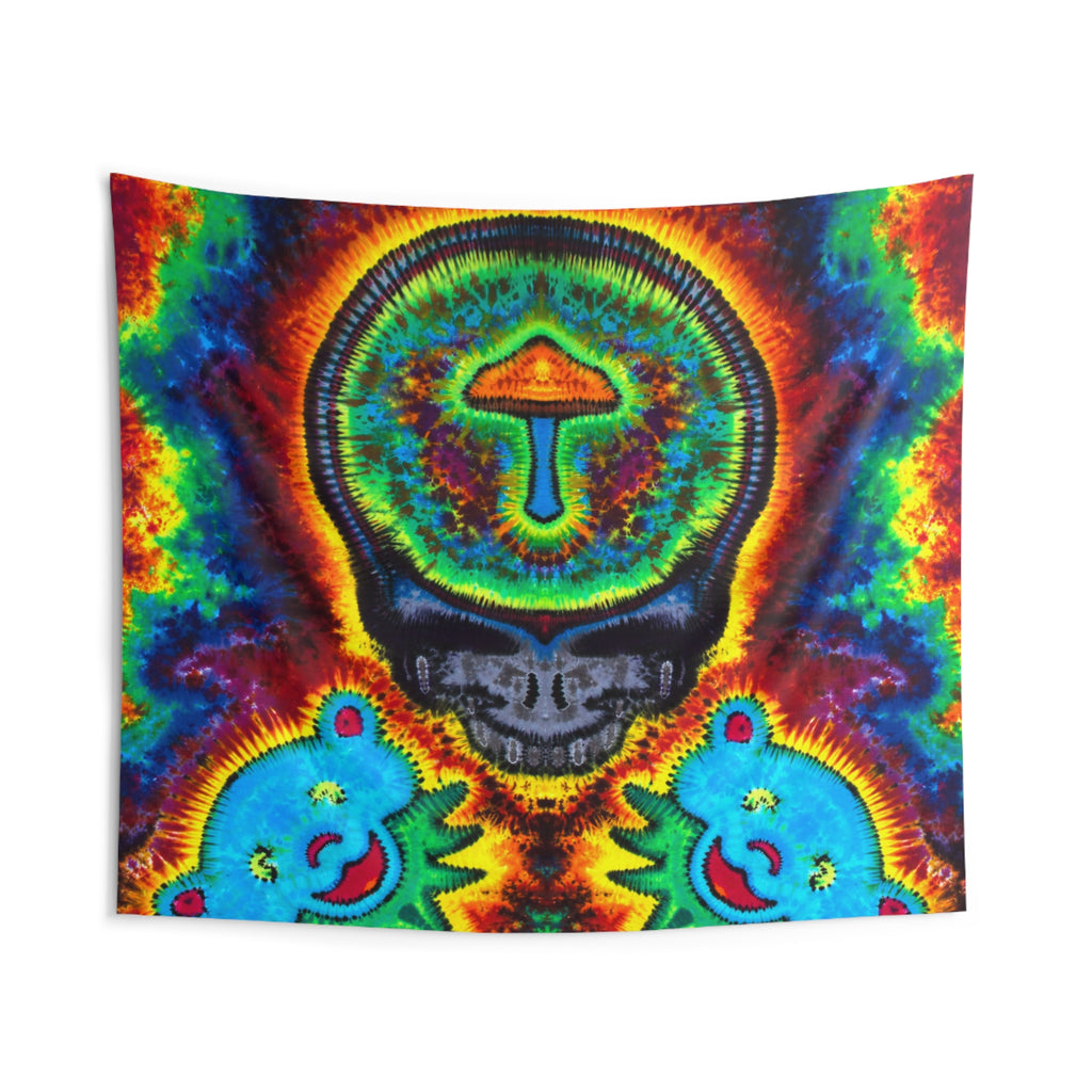 Mushroom Skull Mandala Tie-Dye Tapestry | JamminOn