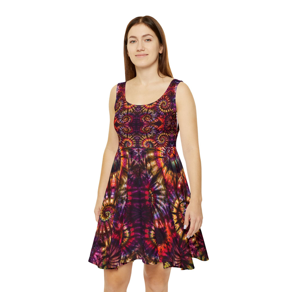 Psychedelic Tie-Dye All Over Print Skater Dress | JamminOn