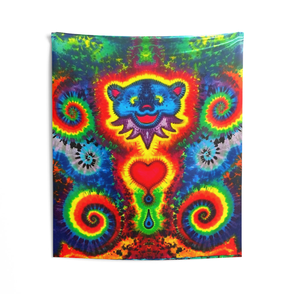 Blue Bear Heart Tie-Dye Wall Tapestry | JamminOn