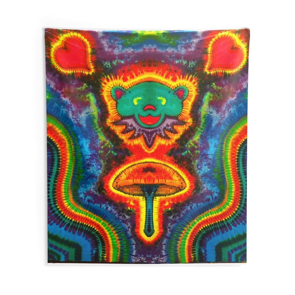 Bear and Mushroom Tie-Dye Wall Tapestry | JamminOn