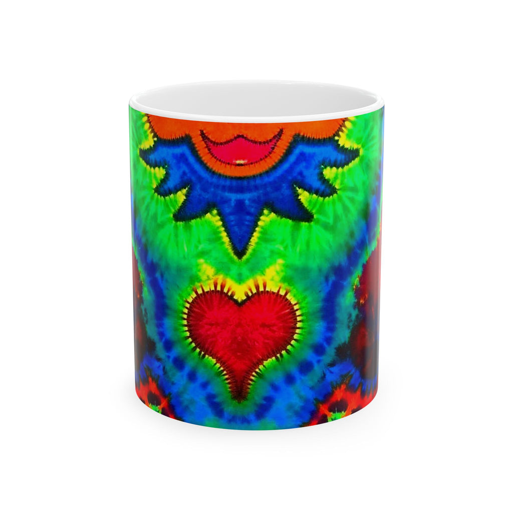 Orange Bear Rainbow Spirals Tie-Dye Ceramic Mug | JamminOn