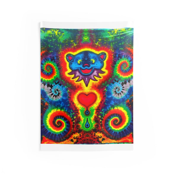 Blue Bear Heart Tie-Dye Wall Tapestry | JamminOn