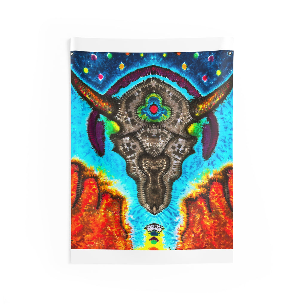 Desert Skull Cosmic Tie-Dye Wall Tapestry | JamminOn