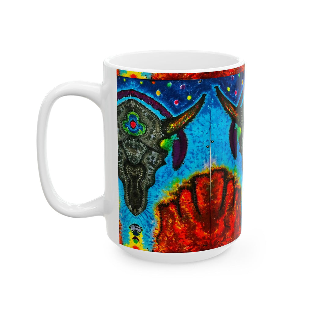 Buffalo Skull Tie-Dye Ceramic Mug | JamminOn