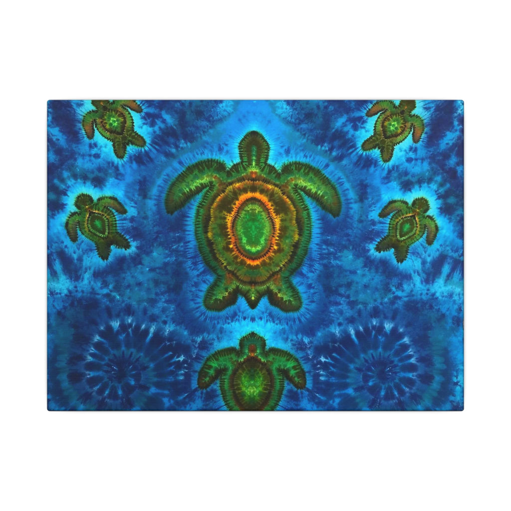 Sea Turtle Family Tie-Dye Canvas Print | JamminOn