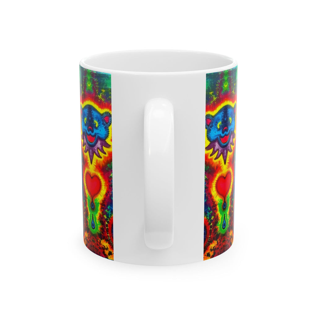 Blue Jammin Bear Heart Tie-Dye Ceramic Mug | JamminOn