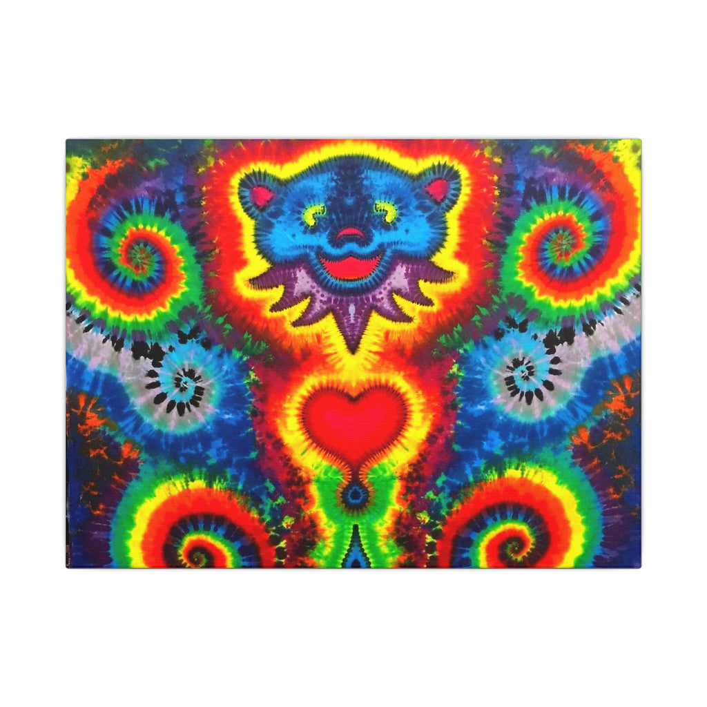Blue Bear Heart Tie-Dye Canvas Print | JamminOn