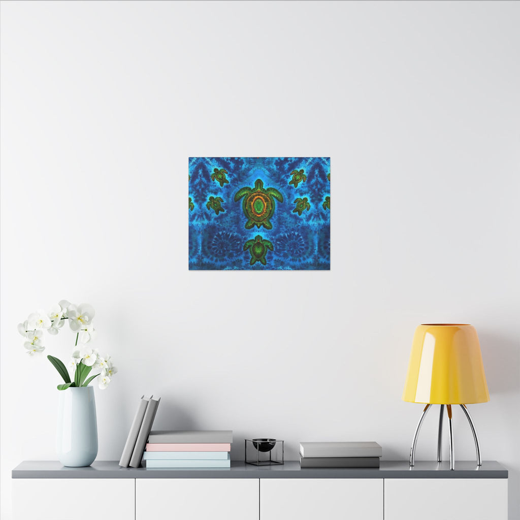 Sea Turtle Family Tie-Dye Canvas Print | JamminOn