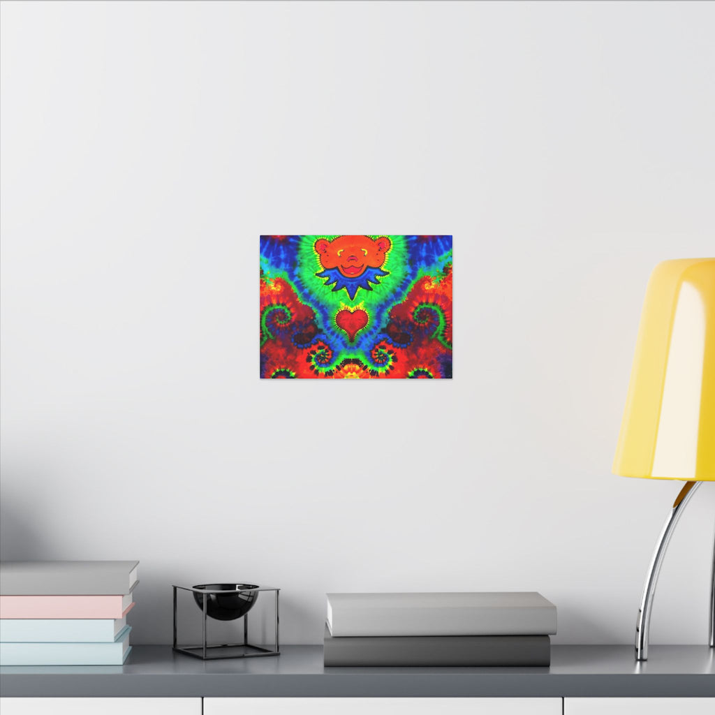 Orange Bear Rainbow Spirals Tie-Dye Canvas Print | JamminOn