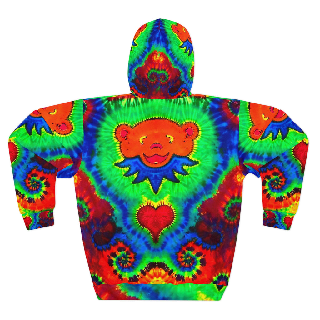Orange Bear Rainbow Spirals Tie-Dye AOP Hoodie | JamminOn