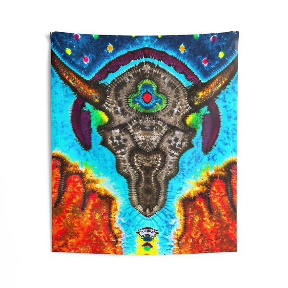 Desert Skull Cosmic Tie-Dye Wall Tapestry | JamminOn