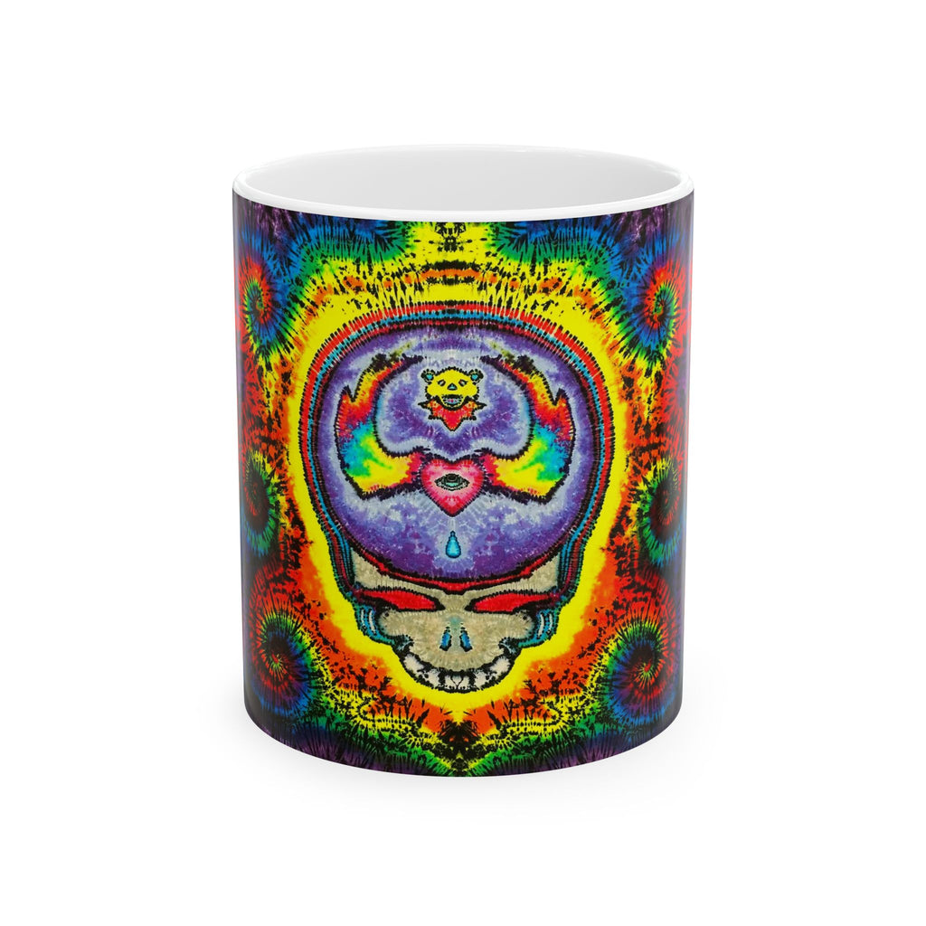 Stealie Skull Bear Heart Tie-Dye Ceramic Mug | JamminOn