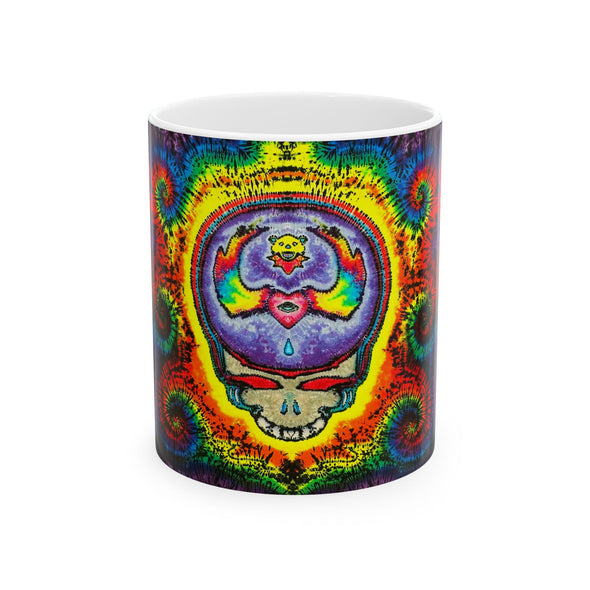 Stealie Skull Bear Heart Tie-Dye Ceramic Mug | JamminOn