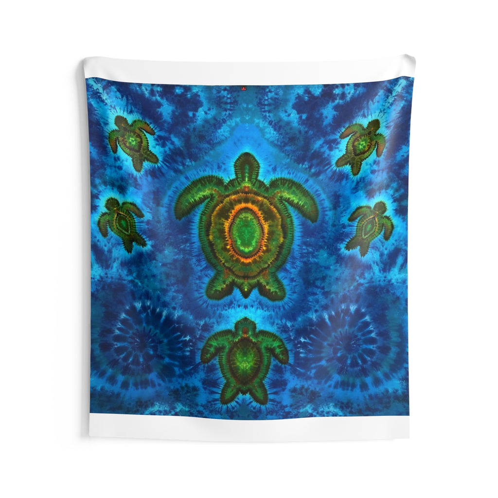 Sea Turtle Family Tie-Dye Wall Tapestry | JamminOn