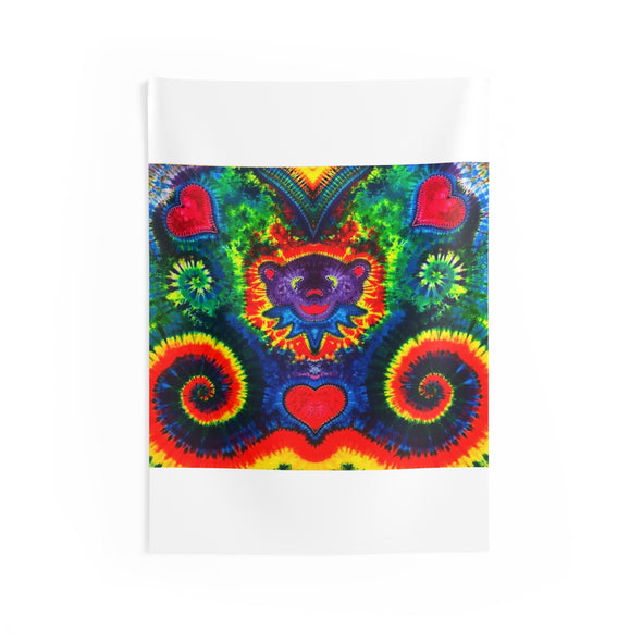 Purple Dancing Bear Hearts Tie-Dye Wall Tapestry | JamminOn