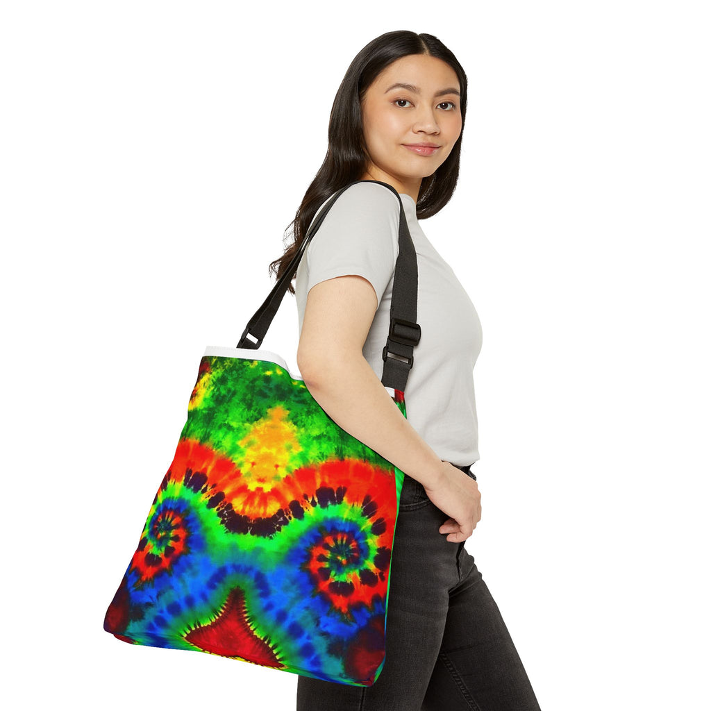 Orange Bear Rainbow Spirals Tie-Dye Tote Bag | JamminOn