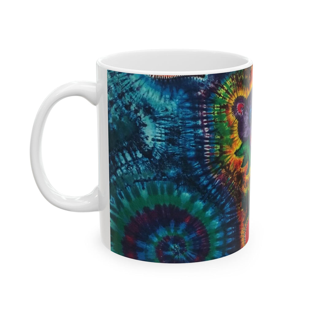 Cosmic Bear Hearts Psychedelic Tie-Dye Coffee Mug | JamminOn