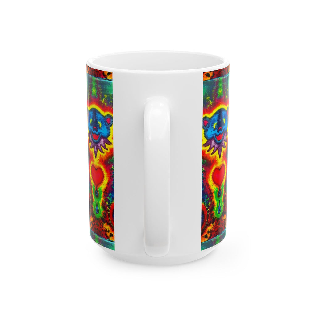 Blue Jammin Bear Heart Tie-Dye Ceramic Mug | JamminOn