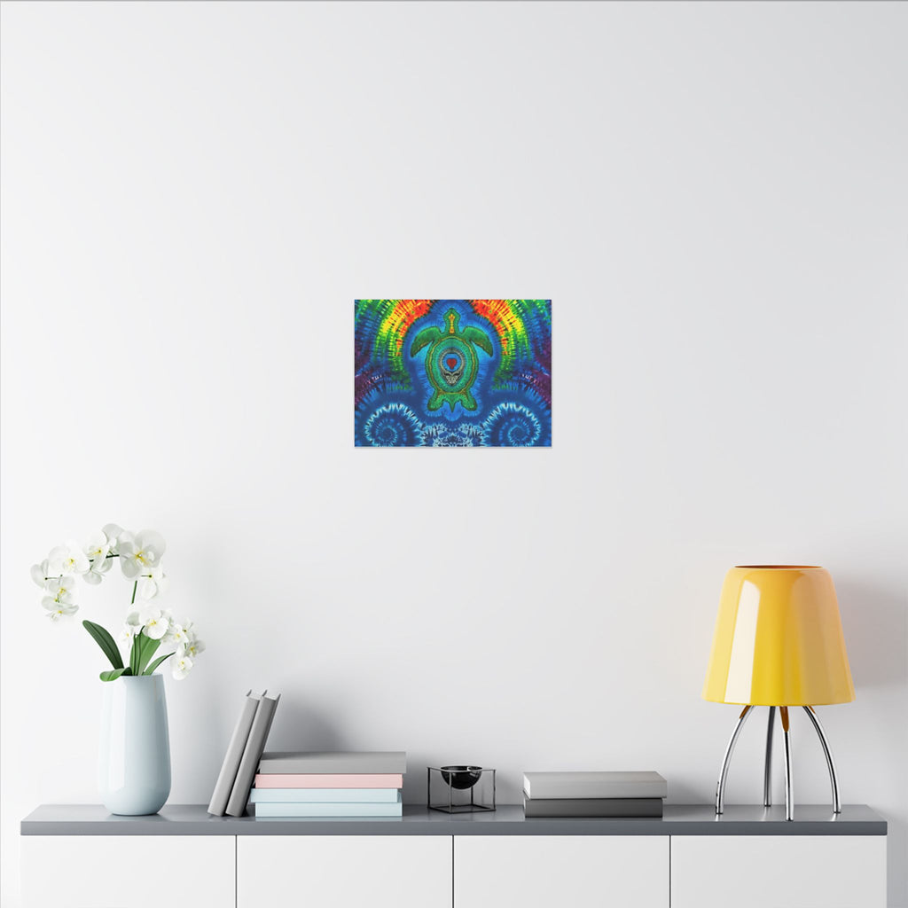 Rainbow Arch Sea Turtle Tie-Dye Canvas Print | JamminOn