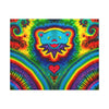 Teal Bear Rainbow Fans Tie-Dye Canvas Print | JamminOn