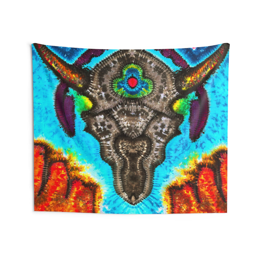 Desert Skull Cosmic Tie-Dye Wall Tapestry | JamminOn