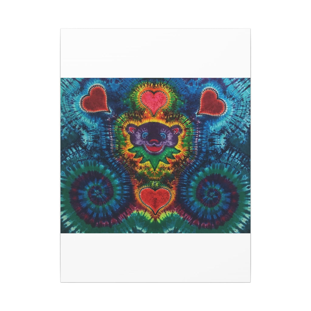 Cosmic Bear Hearts Tie-Dye Wall Art Canvas Print | JamminOn