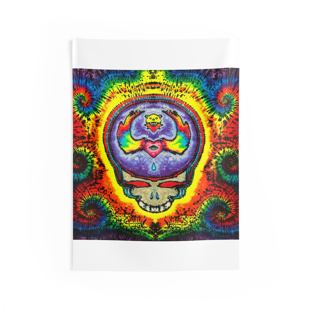 Stealie Skull Bear Heart Tie-Dye Wall Tapestry | JamminOn