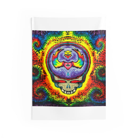 Stealie Skull Bear Heart Tie-Dye Wall Tapestry | JamminOn