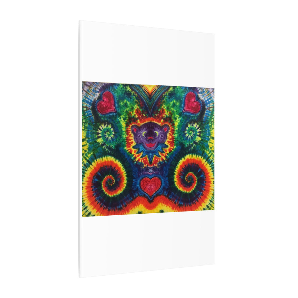 Dancing Bear Rainbow Hearts Tie-Dye Wall Art Canvas Print | JamminOn