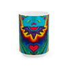 Teal Bear Rainbow Fans Tie-Dye Ceramic Mug | JamminOn