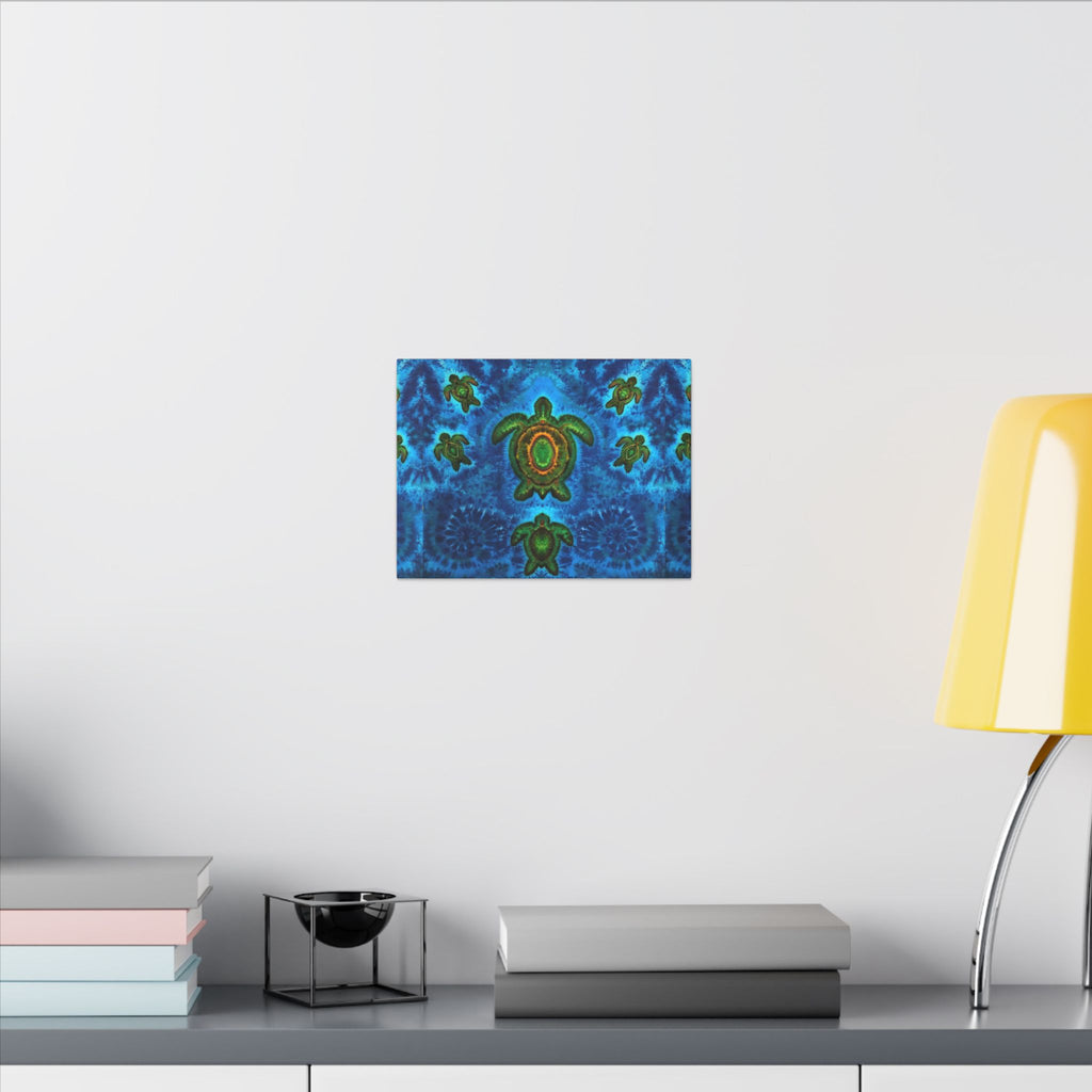 Sea Turtle Family Tie-Dye Canvas Print | JamminOn