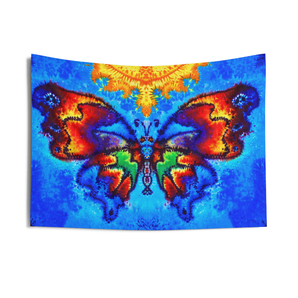 Blue Moth Tie-Dye Psychedelic Wall Tapestry | JamminOn