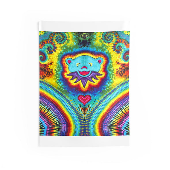 Dancing Bear Heart Burst Tie-Dye Tapestry | JamminOn