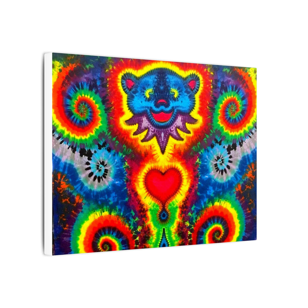 Blue Bear Heart Tie-Dye Canvas Print | JamminOn