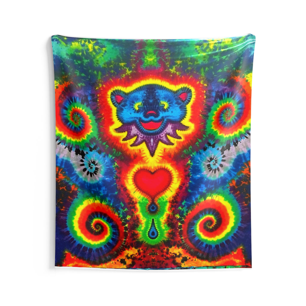 Blue Bear Heart Tie-Dye Wall Tapestry | JamminOn