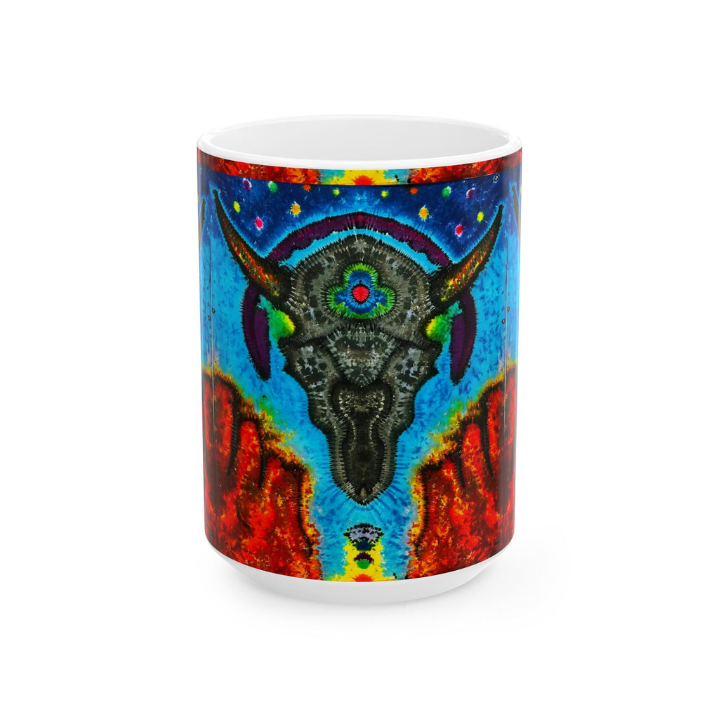 Buffalo Skull Tie-Dye Ceramic Mug | JamminOn