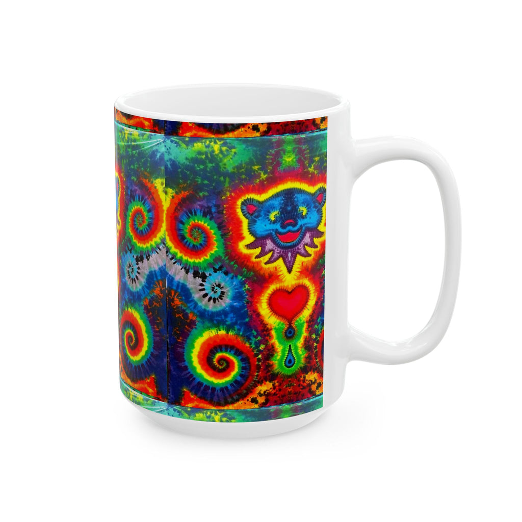 Blue Jammin Bear Heart Tie-Dye Ceramic Mug | JamminOn