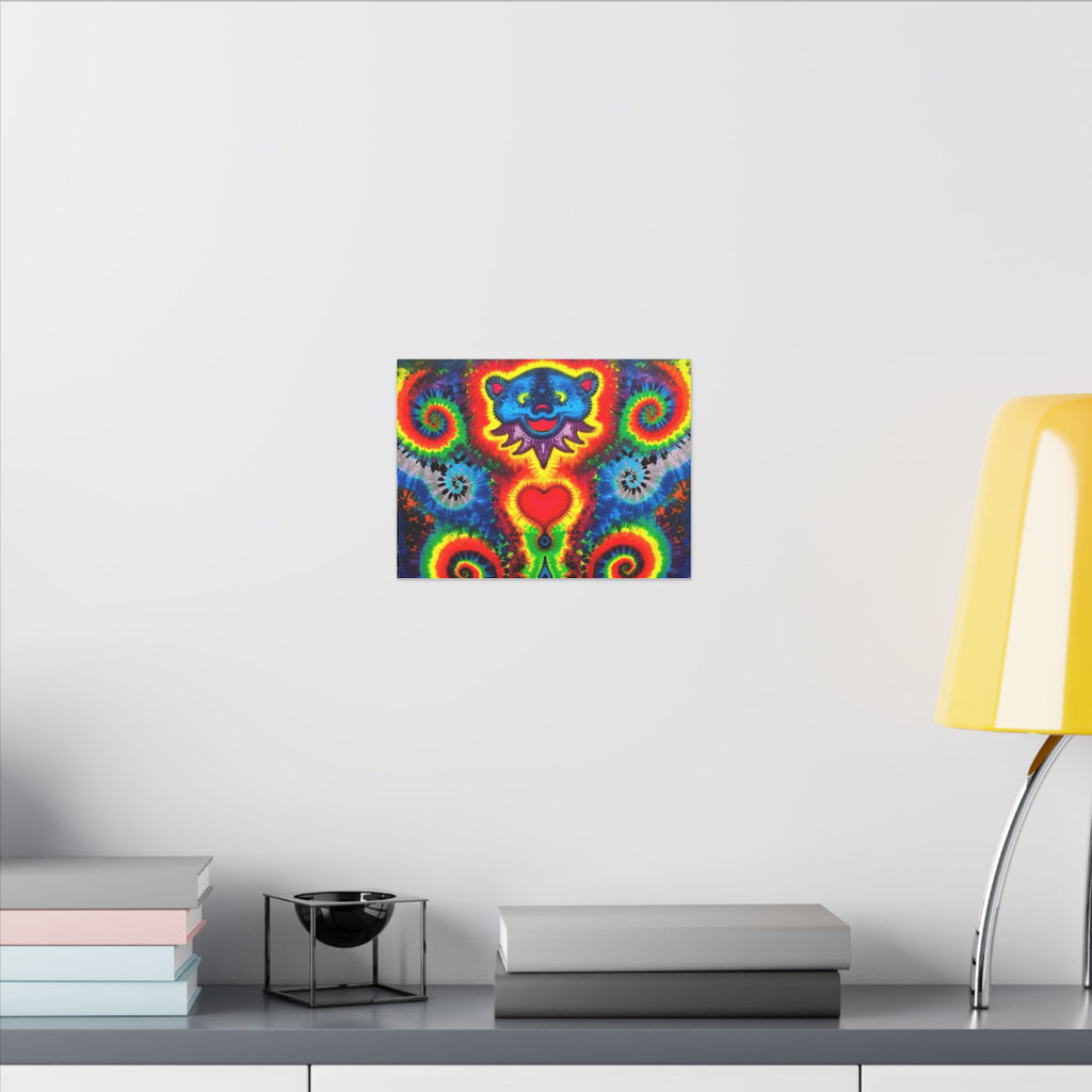 Blue Bear Heart Tie-Dye Canvas Print | JamminOn