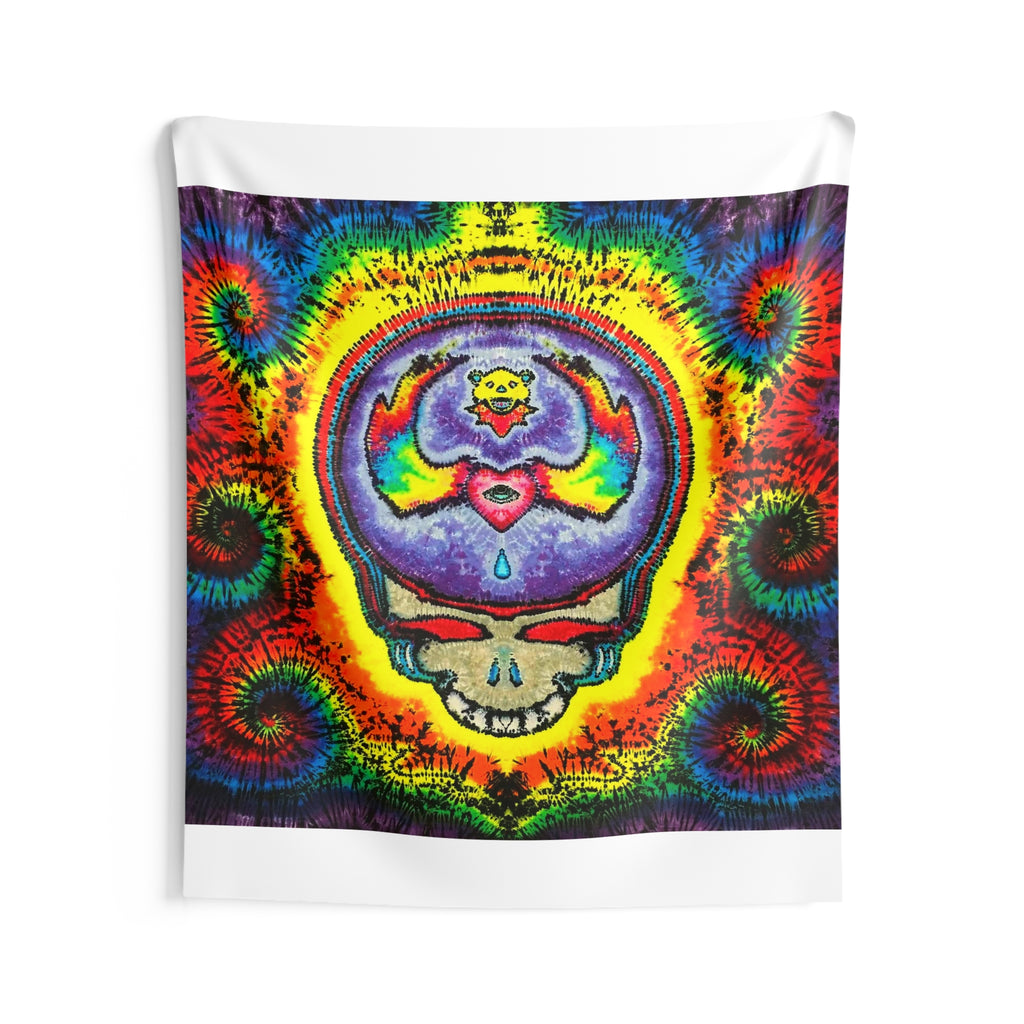 Stealie Skull Bear Heart Tie-Dye Wall Tapestry | JamminOn