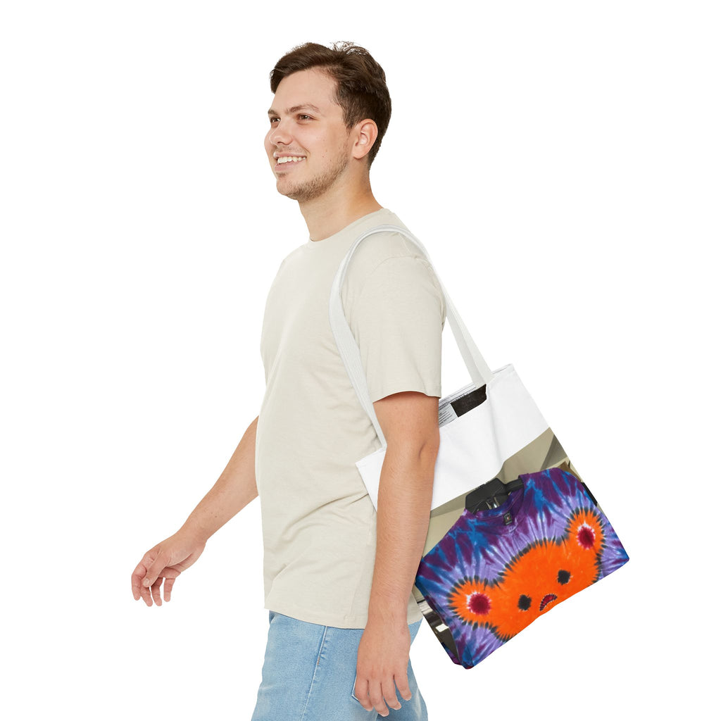 Orange Bear Radial Psychedelic Tie-Dye Tote Bag | JamminOn