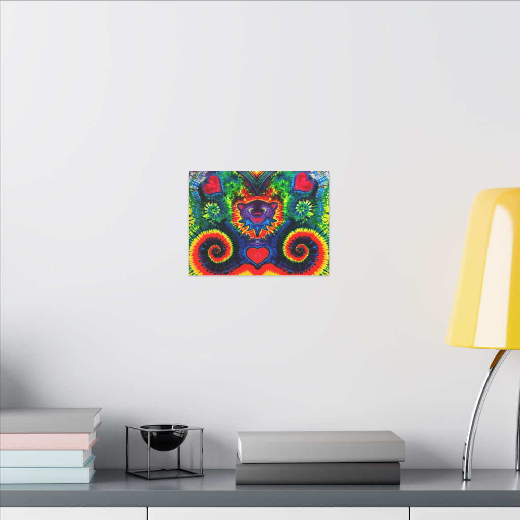 Purple Dancing Bear Hearts Tie-Dye Canvas Print | JamminOn