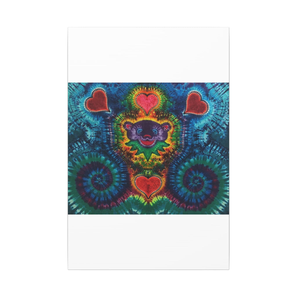 Cosmic Bear Hearts Tie-Dye Wall Art Canvas Print | JamminOn