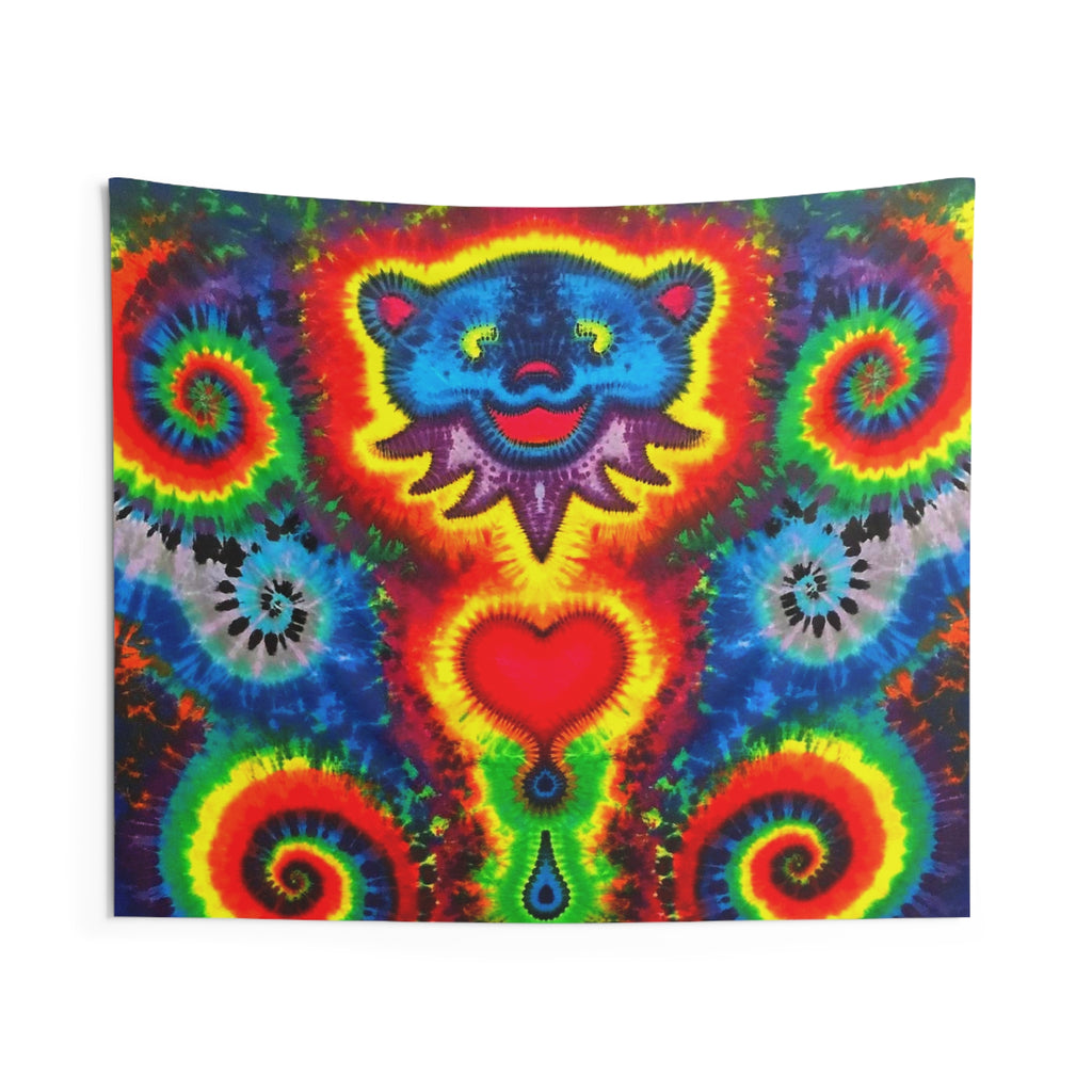Blue Bear Heart Tie-Dye Wall Tapestry | JamminOn