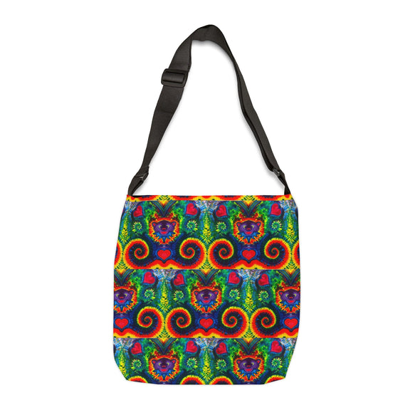 Purple Dancing Bear Hearts Tie-Dye Tote Bag | JamminOn
