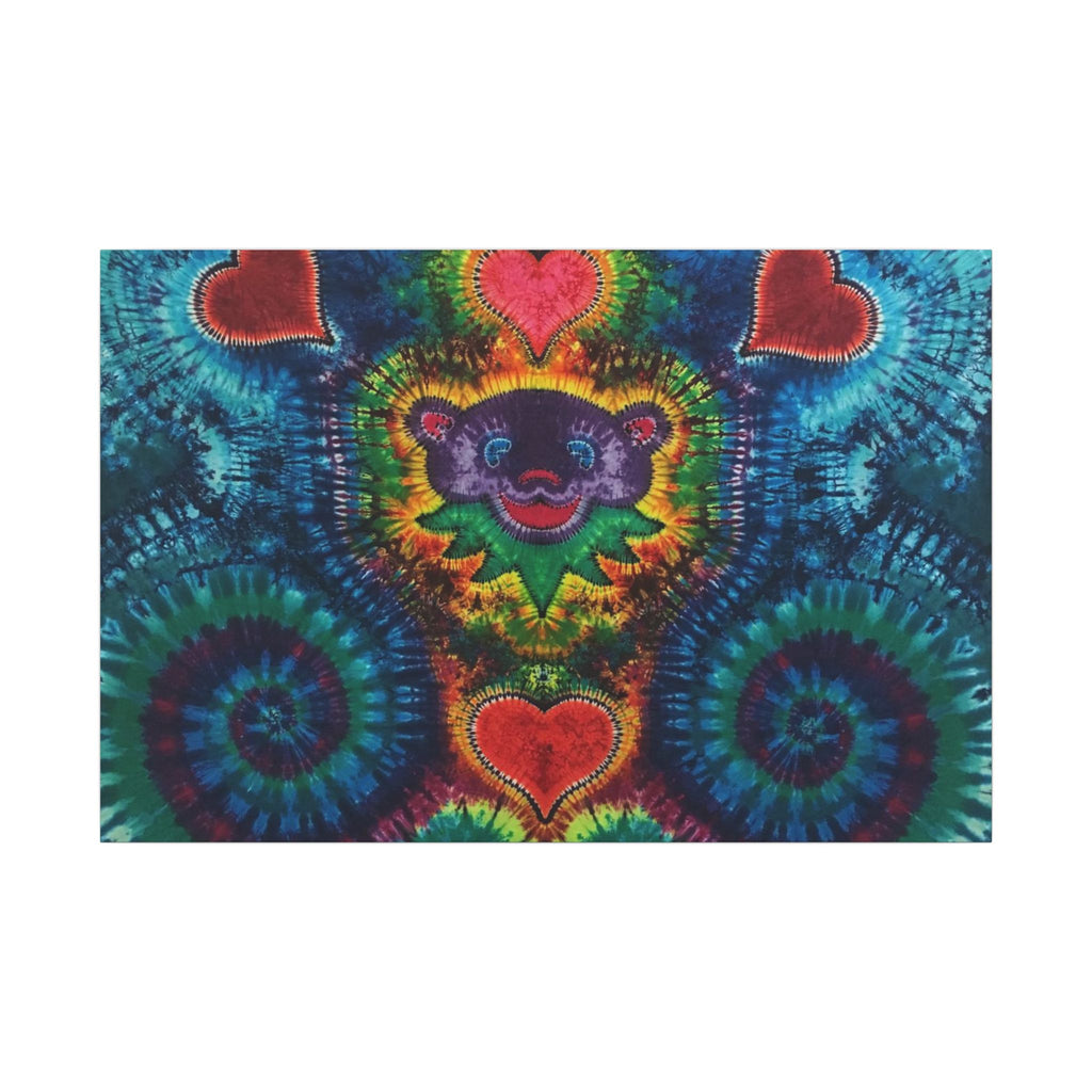 Cosmic Bear Hearts Tie-Dye Wall Art Canvas Print | JamminOn