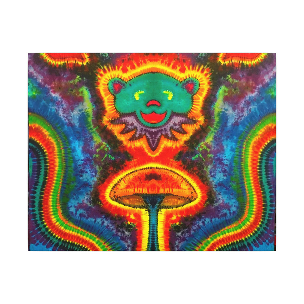 Bear and Mushroom Tie-Dye Canvas Print | JamminOn