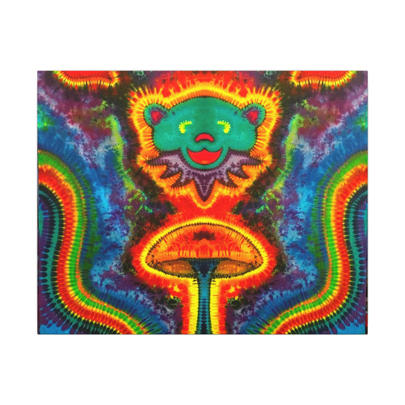 Bear and Mushroom Tie-Dye Canvas Print | JamminOn