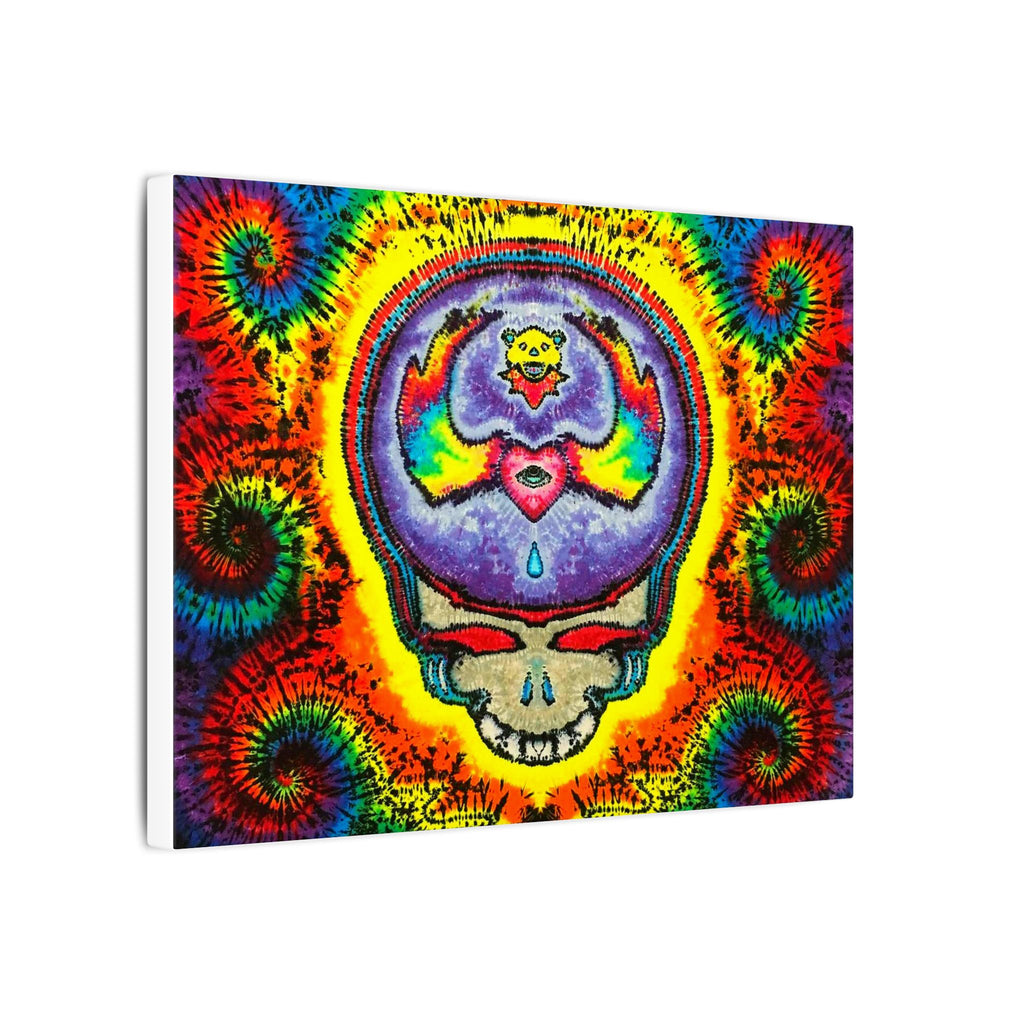 Stealie Skull Bear Heart Tie-Dye Canvas Print | JamminOn