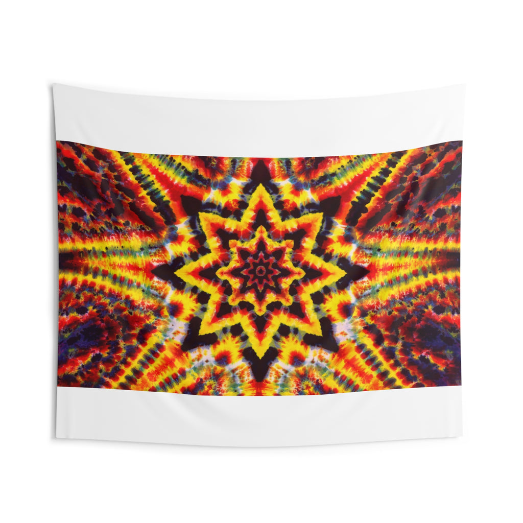 Solar Flare Star Mandala Tie-Dye Tapestry | JamminOn